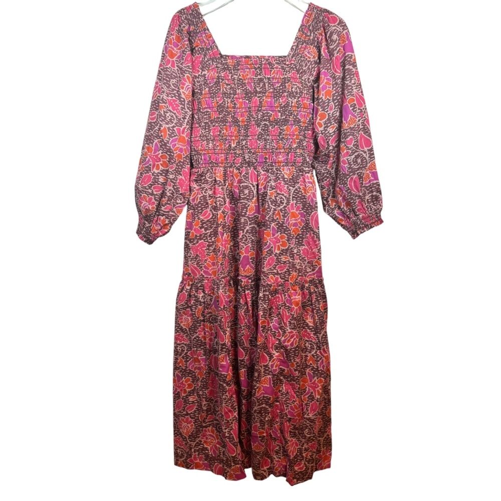 Summersalt - The Countryside Poplin Smocked Midi Dress - Size L